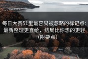 每日大赛51里最容易被忽略的标记点：最新整理更直给，结局比你想的更轻（附要点）