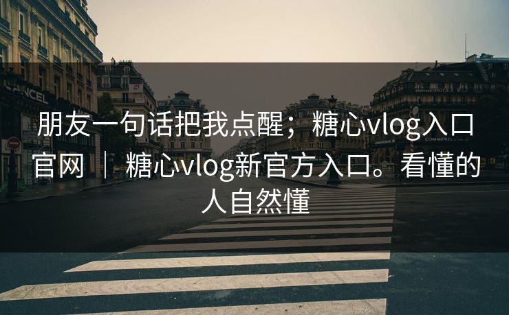 朋友一句话把我点醒；糖心vlog入口官网 ｜ 糖心vlog新官方入口。看懂的人自然懂